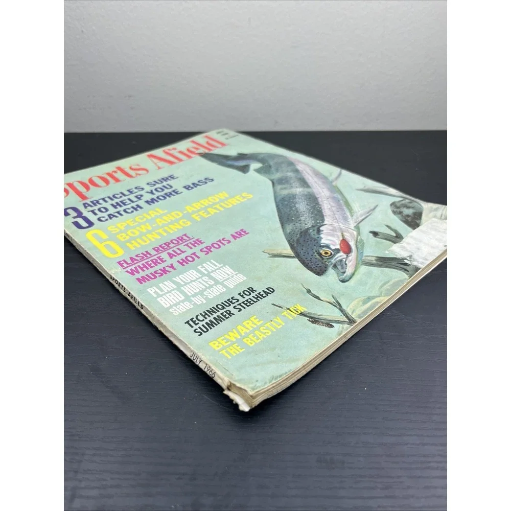 Sports Afield July 1966 Catch More Bass Fishing Cover Vintage Magazine‎